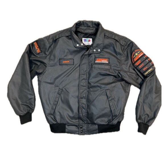 90s Jacket Snap Mens L Patch Logo Schneider National With Linner CHUCK - Picture 1 of 10